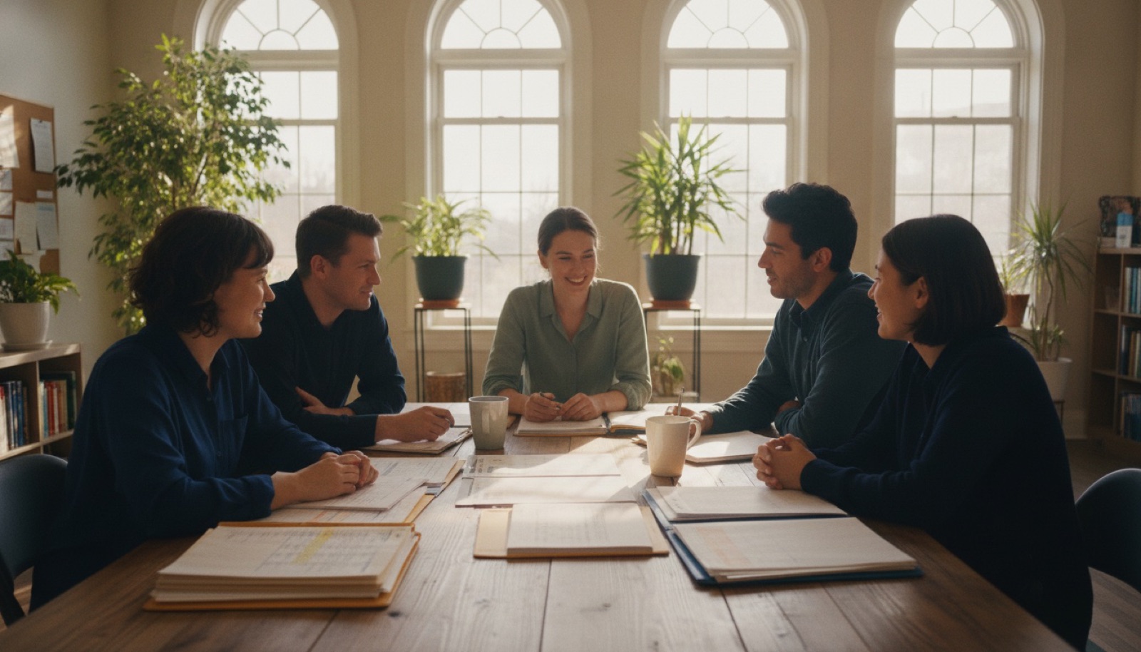 A nonprofit team planning together around a table
